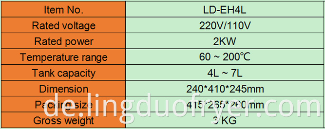 4l Electric Deep Fryer Product Details